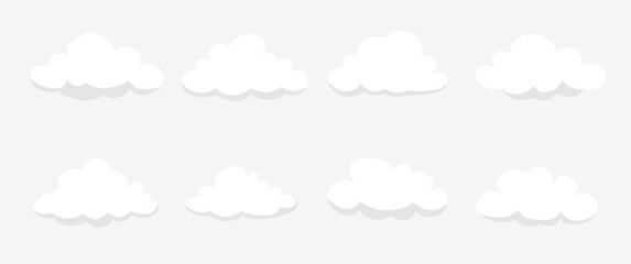 White Cloud Set, Vector Sky Art for Nature Design and Decor Trends, Vector Design, Illustration