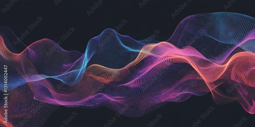 Poster abstract digital waves with vibrant colors and textures creating a dynamic visual experience