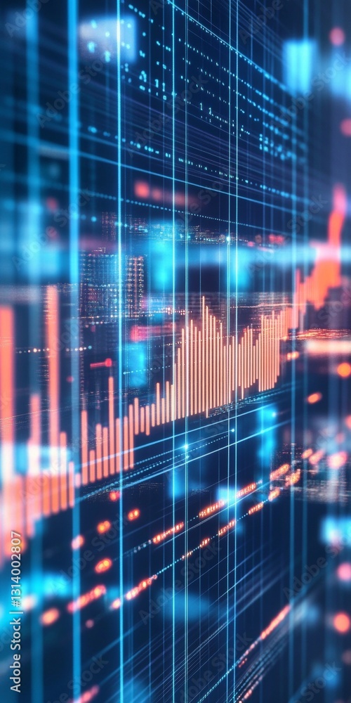 Poster digital data visualization with graphs and chart elements in abstract technology environment