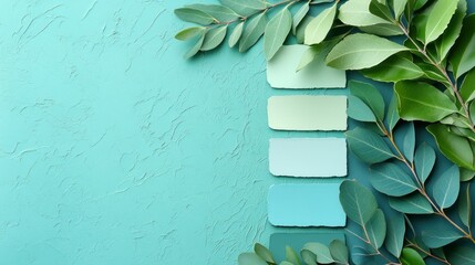 Green leafy branches complement a color swatch set beautifully indeed