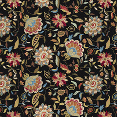 multi colored decorated hand drawn rendered traced allover ornamental base background repeat pattern geometrical texture border ethnic tribal creative Kalamkari design motif flower
