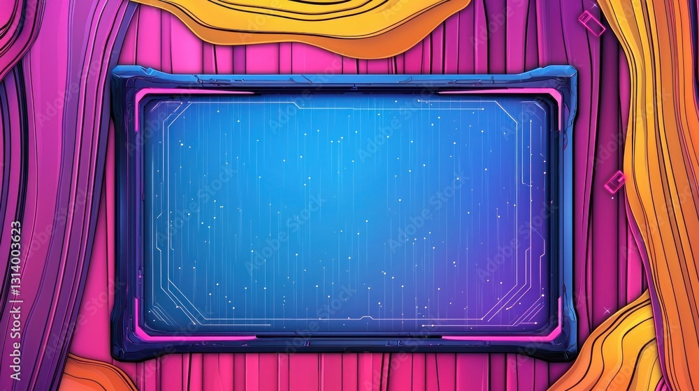 Aufkleber futuristic screen display on colorful abstract backdrop