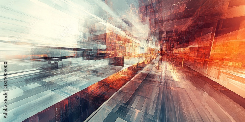 Poster dynamic abstract digital art with colorful textures and motion in a futuristic space