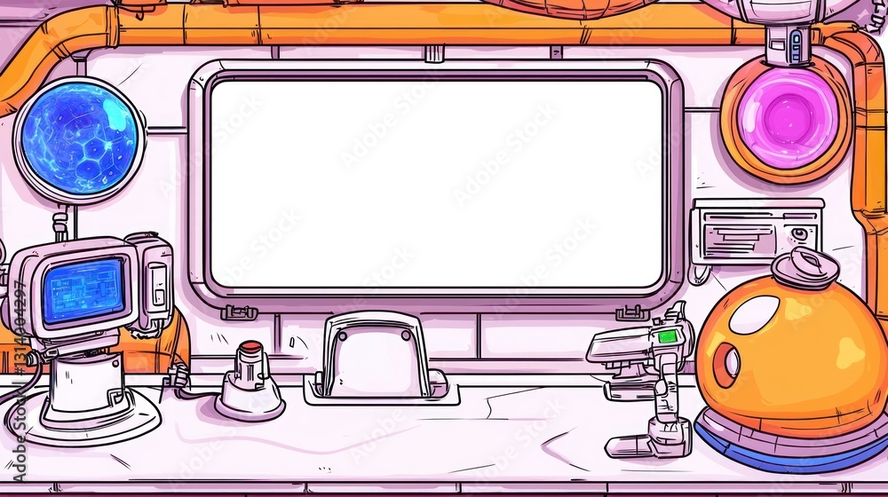 Poster futuristic spaceship control panel display