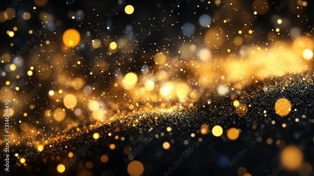 Poster abstract image showing golden lights on a dark background