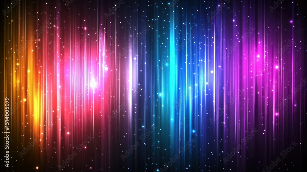 Aufkleber colorful vertical lines with glowing particles forming abstract background