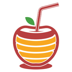 Minimalist Apple Juice Vector Icon for Healthy Branding.