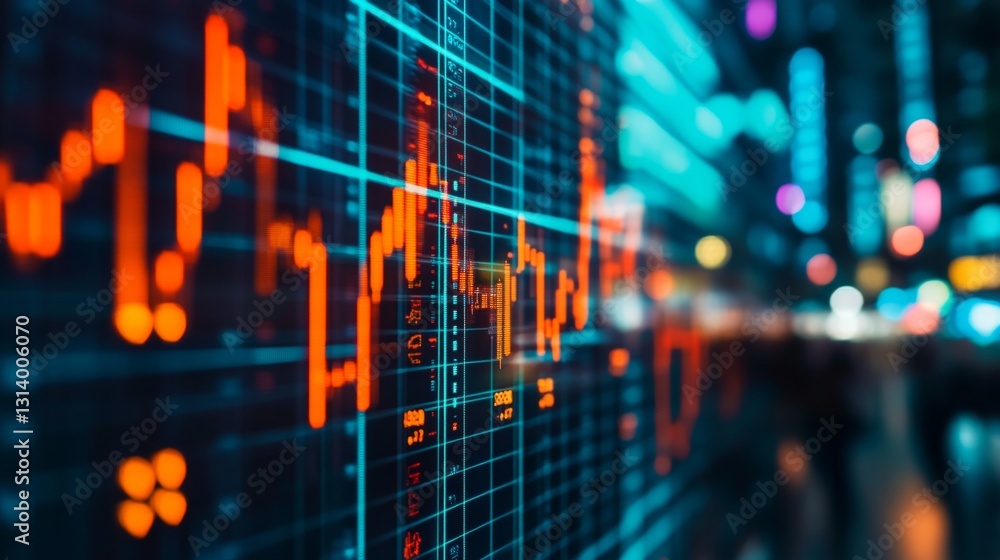 Aufkleber dynamic financial data visualization with colorful stock market charts and graphs