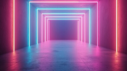 Fototapeta premium Vibrant Neon Lights in an Abstract Futuristic Space