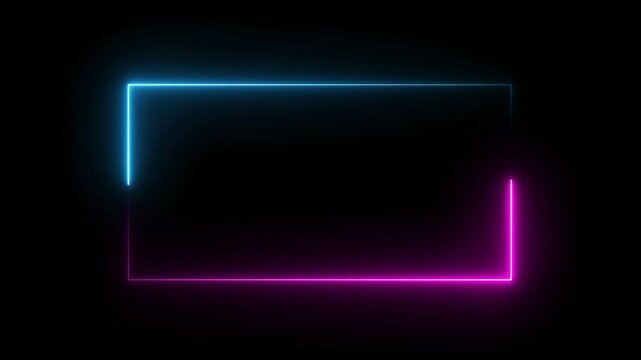 Neon rectangle. Seamless loop neon rectangle frame animation.