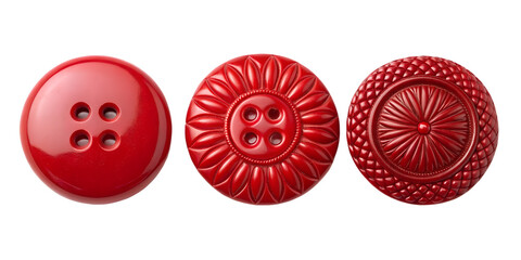 Three Different Styles of Red Button Bead on White for Creative and Stylish Bead Photography, Cut Out