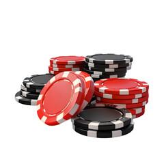 Red and black poker chips gambling luck casino game