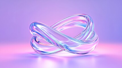 Abstract Glass Sculpture: Infinity Loop in Pastel Hues