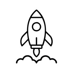 back and white Rocket launch icon vector illustration.