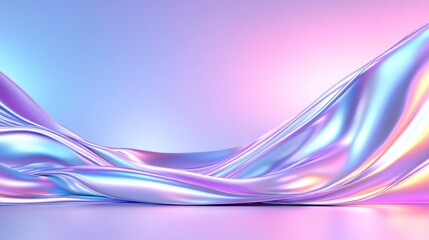 Fototapeta premium Holographic Waves: Abstract Pastel Swirls
