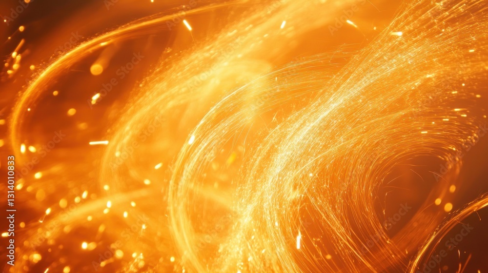 Poster abstract orange background featuring dynamic motion and light streaks across space