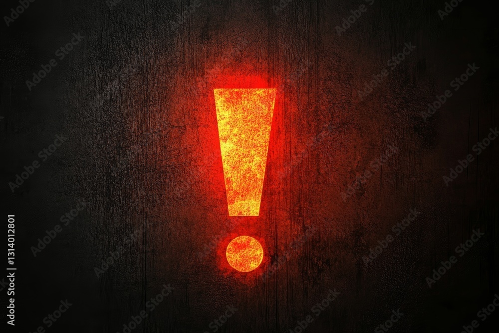Poster this image features a vibrant red exclamation mark on a dark grunge background, symbolizing caution 