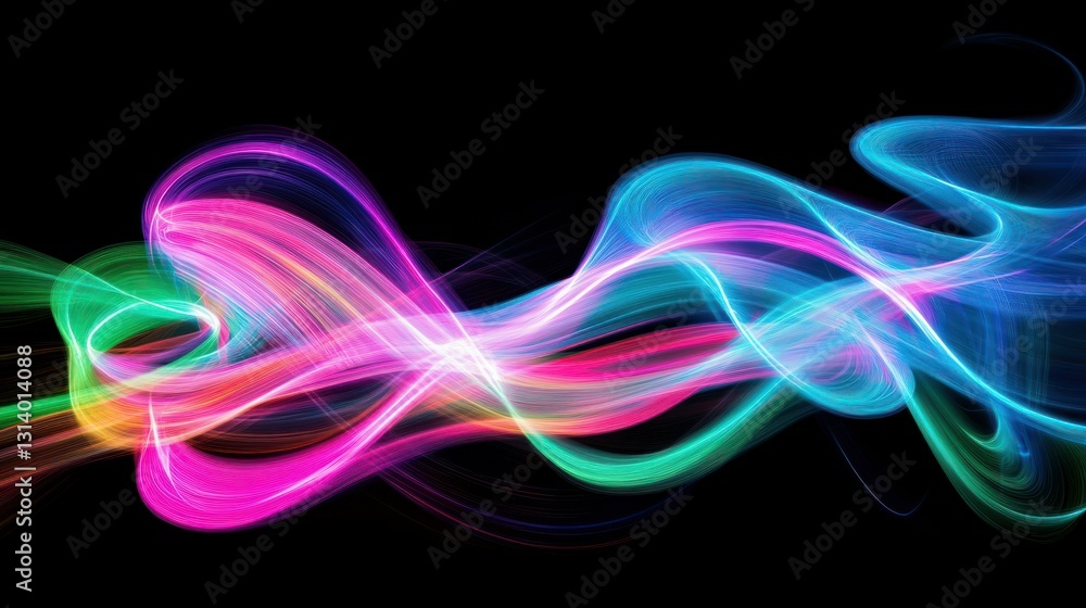 Poster Colorful abstract flowing lines create a vibrant and dynamic image