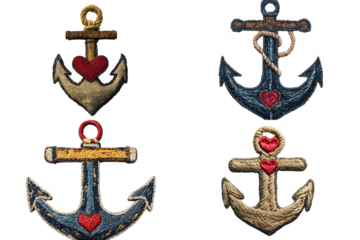 Nautical themed anchor embroidery designs craft showcase art studio creative space close-up handmade patterns for decor