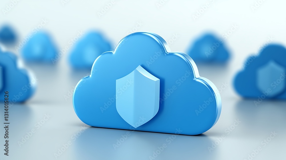 Aufkleber blue cloud icon with shield symbolizing data protection and security in digital environment