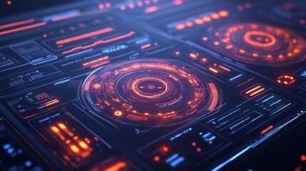 Fototapeta premium Futuristic Digital Interface Displaying Information On A Technological Screen