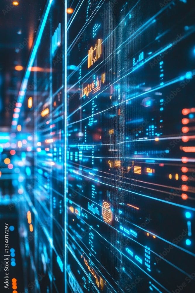 Aufkleber abstract digital data flow with glowing lines and patterns representing modern technology