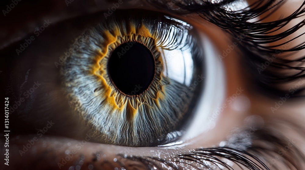 Aufkleber intricate details within a human iris showcasing chaos beneath the surface generative ai