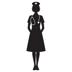 Altruistic Nurse silhouette, dedicated to the well-being of others - Nurse illustration - Minimalist Nurse vector - Healthcare silhouette
