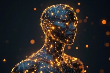 A conceptual image showing the connection between acupuncture points and the bodyâ€™s energy flow, glowing lines representing meridians