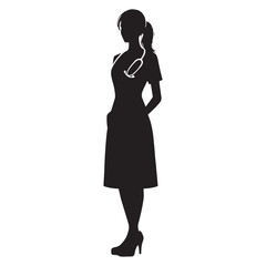 Warrior Nurse silhouette, fighting for patient health - Nurse illustration - Minimalist Nurse vector - Healthcare silhouette
