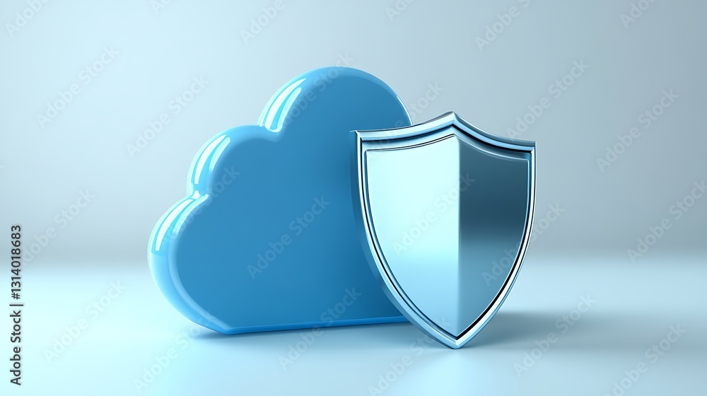 Aufkleber blue cloud with security shield representing digital protection and data security in modern technolo
