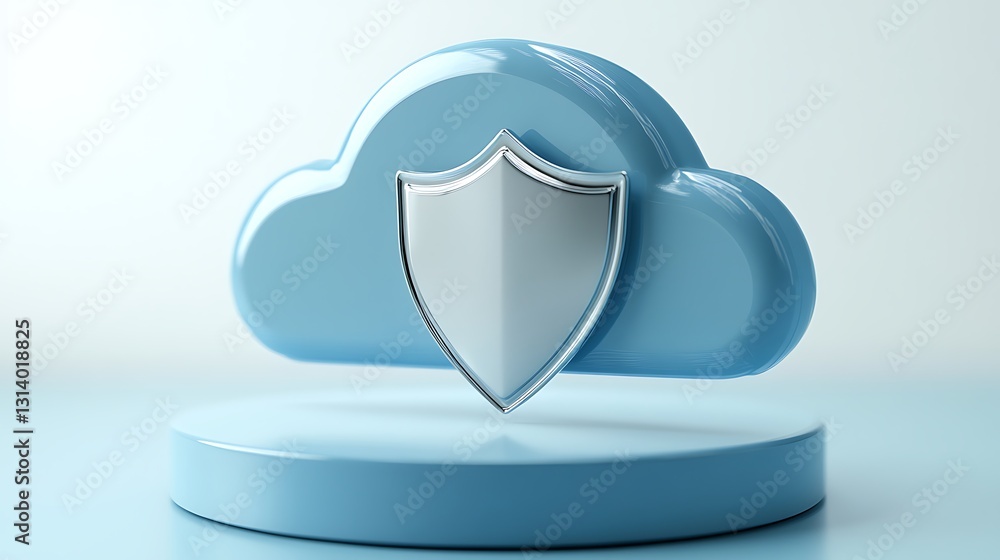 Aufkleber blue cloud with shield icon representing data security and protection in digital environment