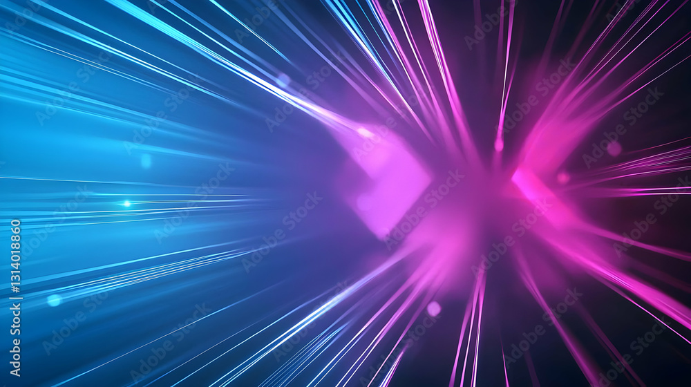 Poster Abstract Light Trails With Pink And Blue Blurred Bokeh Background In A Futuristic Dynamic Design With Streaks Of Color