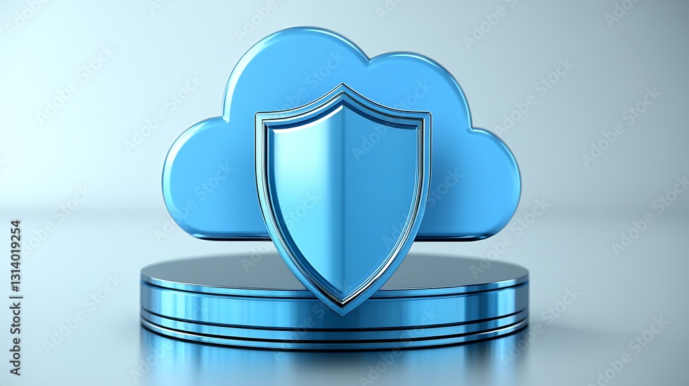 Aufkleber blue cloud with shield symbolizing cybersecurity and data protection in a modern digital environment