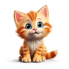 Fototapeta premium A Digital Illustration of an Adorable Orange Tabby Kitten with Large Eyes