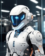 A Futuristic Robot in a Modern Office Setting