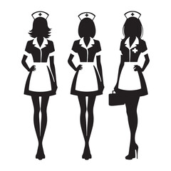 Versatile Nurse silhouette, an expert in multiple roles - Nurse illustration - Minimalist Nurse vector - Healthcare silhouette
