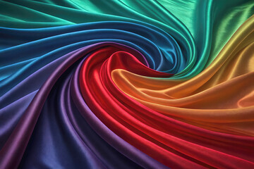 Fototapeta premium Colorful silk fabric swirls creating a vibrant abstract design