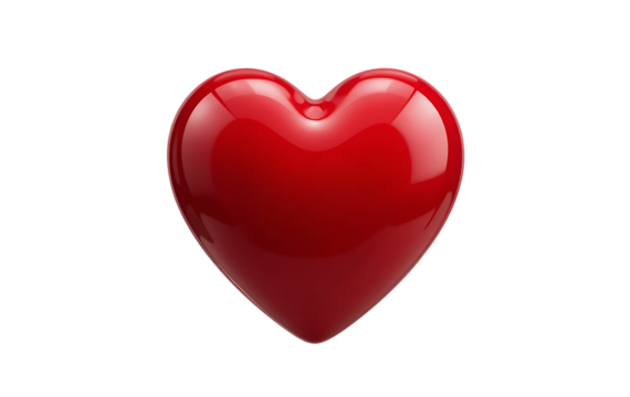 close up, Red heart isolated on transparent background - Powered by Adobe