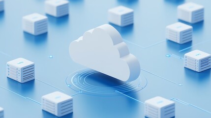 Cloud Computing Concept with Data Servers and Networks for Digital Transformation and Modern Technology Use