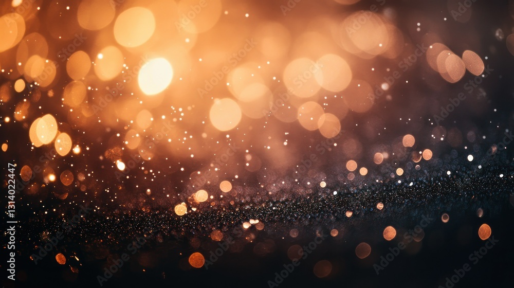 Poster warm bokeh lights and glitter in a dark ethereal display