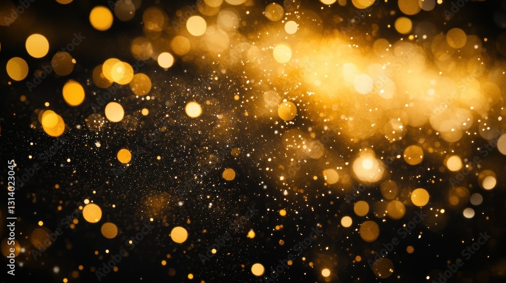 Poster golden light and sparkles form an abstract and festive background