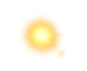 Gold glow star, light glowing effect, glowing lights effects isolated on transparent background