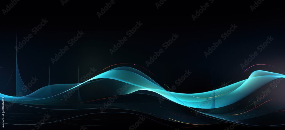 Poster abstract blue wave design with vibrant colors and dynamic lines