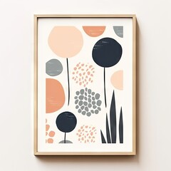 Abstract Geometric Shapes in Pastel Colors on White Background