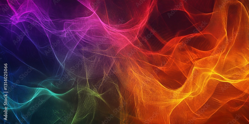 Poster this captivating abstract image showcases colorful waves of light in vibrant motion. the smooth text