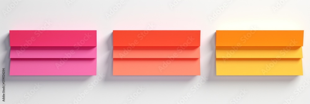 Poster colorful rectangular blocks with shaded sides on a white background