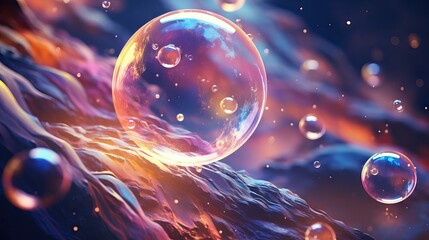 Cosmic Bubble Universe: Ethereal Spheres in Vibrant Colors