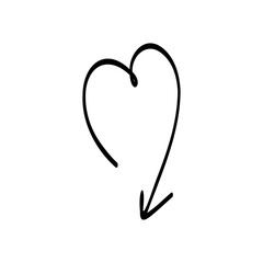 Obraz premium Set of arrows in the form of a heart, linear style. Vector hand drawing
