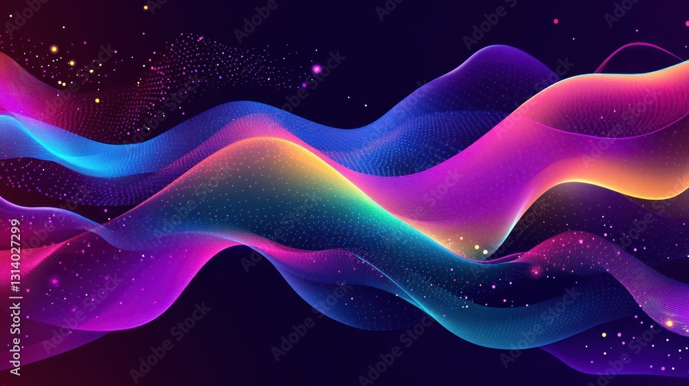 Poster abstract wavy shapes create a vibrant and colorful background illustration